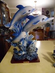 Huge frolicking dolphins statue figurine. GORGEOUS 19" tall ...