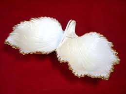 Lenox Double Leaf Candy Dish Cream Bone Color w/ Gold Trim ...