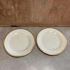 2 Vintage Lenox Eternal Plates: Ivory With Gold Rim, 8" USA ...