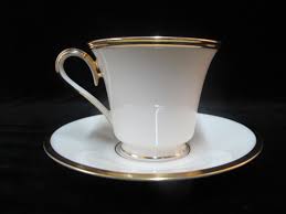 Lenox Ecru China Gold Rim Eternal Footed Cup & Saucers - Set ...