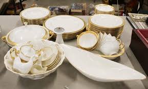 Sold at Auction: 54 pcs Lenox Lowell Gold Band Porcelain ...