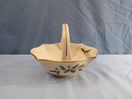 Lenox Porcelain Basket - Holiday Holly Design | eBay