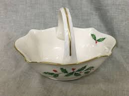 Lenox Holiday 6" Small Basket with Holly Berries Gold Trim ...