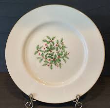 Lenox Christmas Holiday Holly Berry Gold Trim 10 3/4" Dinner Plate Vintage | eBay