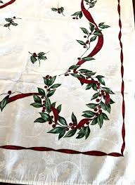 Lenox Holiday Tablecloth, 56 by 80 Rectangle, Red Ribbon and ...