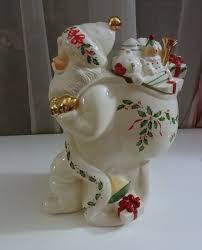 Vtg LENOX Holiday Santa Cookie Jar Skating Toy Sack Gift Bag Christmas Hard Find | eBay