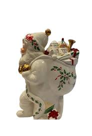 Lenox For The Holidays “Holiday Santa Cookie Jar” Vintage Mint Condition com incrustações de ouro 24K - Etsy Portugal