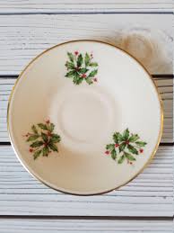 Lenox Holiday Cup & Saucer Holly Berries Gold Edge ...