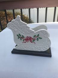 Lenox Sleigh Holiday Christmas Card /Napkin Holder Holly ...