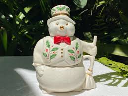 Vintage Lenox Holiday Figural Stacking Snowman Cream and ...