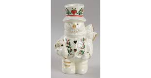 Holly (Gold Trim) Snowman Candleholder by Baum Brothers ...