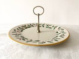 Vintage Lenox Holiday Round Serving Plate With Handle ...