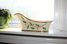 Vintage Lenox Holiday Wine Caddy Mistletoe Sleigh Bowl