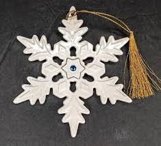 Lenox 2004 Jeweled Snowflake Christmas Ornament Blue Gem 24K ...