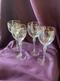Lenox Monroe Gold Trimmed leaded Crystal Handmade Wine Glasses, Set of 4 | eBay