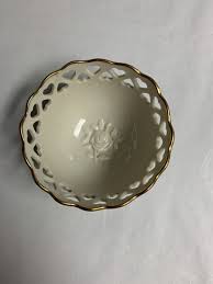 Lenox China Small Heart Bowl 24K Gold Trim Embossed Rose | eBay