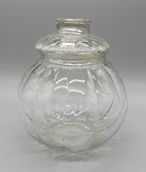 Vintage Clear Ribbed Glass Pumpkin Shaped Covered Jar/Candy ...
