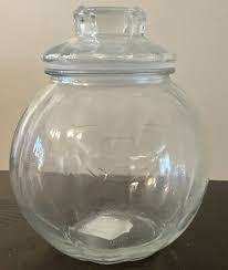 VTG Libbey Glass Pumpkin Candy Cookie Jar Clear Glass Lid ...
