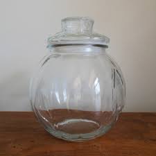 Glass Pumpkin Jar Halloween Jack O Lantern Lidded Clear ...