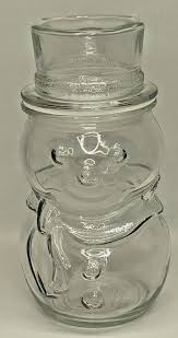 Libbey Clear Glass Snowman Candy Jar with Hat Lid Christmas ...