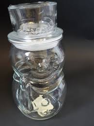 Vintage Christmas Jar Clear Glass Container Snowman Libbey ...