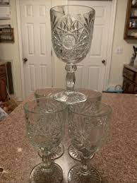 5 Vtg Libbey Hobstar Goblet Water /wine Ornate Star Design ...