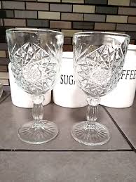 Hobstar Star Of David Water Wine Goblets 7 1/4" pair | eBay
