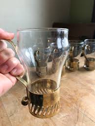 Mid Century Barware Set. 5 Fancy Glasses With Removable Gold ...