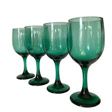 Set of 4 Libbey Juniper Green Hand Blown in the USA Wine ...