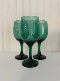 Green Libbey Wine Glasses Set of 3: Vintage Heavy Goblets - Etsy