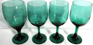 Mid-Century Libbey Juniper Green Stemmed Glasses- Set of 4 ...
