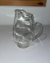 Vintage Clear Glass Water Pitcher With Handle Heavy | eBay