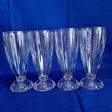 Vintage 4 MILKSHAKE GLASSES soda fountain ice cream float ...