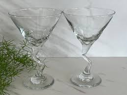 Vintage Martini Glasses Libbey “Z” Martini. Clear Stem Set ...