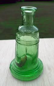 Vintage Green Liberty Bell 3” Mini Glass Bottle | eBay