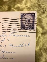 Vintage 1958 Lady Liberty 3 Cent Stamp on Iowa Postcard - Etsy