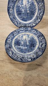 Vintage Staffordshire Liberty Blue Independence Hall 10 Inch ...