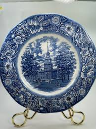 Vintage Ironstone Dinner Plate Staffordshire Liberty Blue Independence Hall C71 | eBay