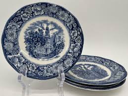 Set 4 Vintage Liberty Blue Old North Church Historical ...