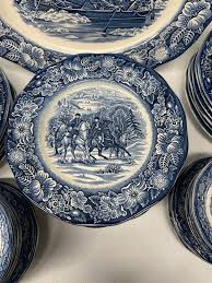 59 Pc, Liberty Blue Staffordshire Ironstone Blue and White China Set at 1stDibs | liberty blue china, blue and white english china, liberty blue china set