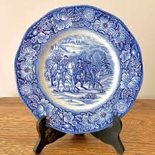 Vintage Liberty Blue Luncheon Plate - Staffordshire Ironstone, 1970s, Washington at Valley Forge, 9-inch, Blue & White, Made in England - Etsy Hong Kong