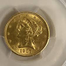 PCGS Certified 1907 Liberty Head $5 Gold Half Eagle Coin ...