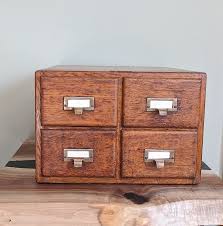Vintage Four Drawer Library Card Catalog - Rare Quick & Mckenna New York Furniture Makers - Antique Circa 1917 - Etsy
