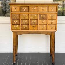 Library Card Catalog ~ MCM 20 Drawer Wood Cabinet With Base ~ Finished Top & Sides ~ in 4 Pieces ~ Wood Card Catalog - Etsy