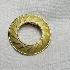 Vintage Lieba USA Scarf Clip Brooch Pin Gold Tone Round Textured Swirl | eBay