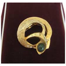 Similar Items to Vintage Signed Lieba USA Scarf Ring Snake Design Jade Head