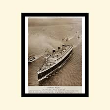 Vintage 1930s Queen Mary Maiden Voyage Ad Framed, Retro ...