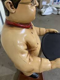 Vintage Rare Italian Fat Chef Statue with Glasses Holding A Tray Large 30" Crack | eBay