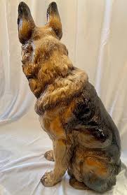 Estate Hand-Painted Terracotta German Shepherd Statue, Circa ...