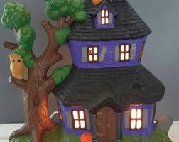 Hand-painted Ceramic Haunted House: Halloween Light-up ...